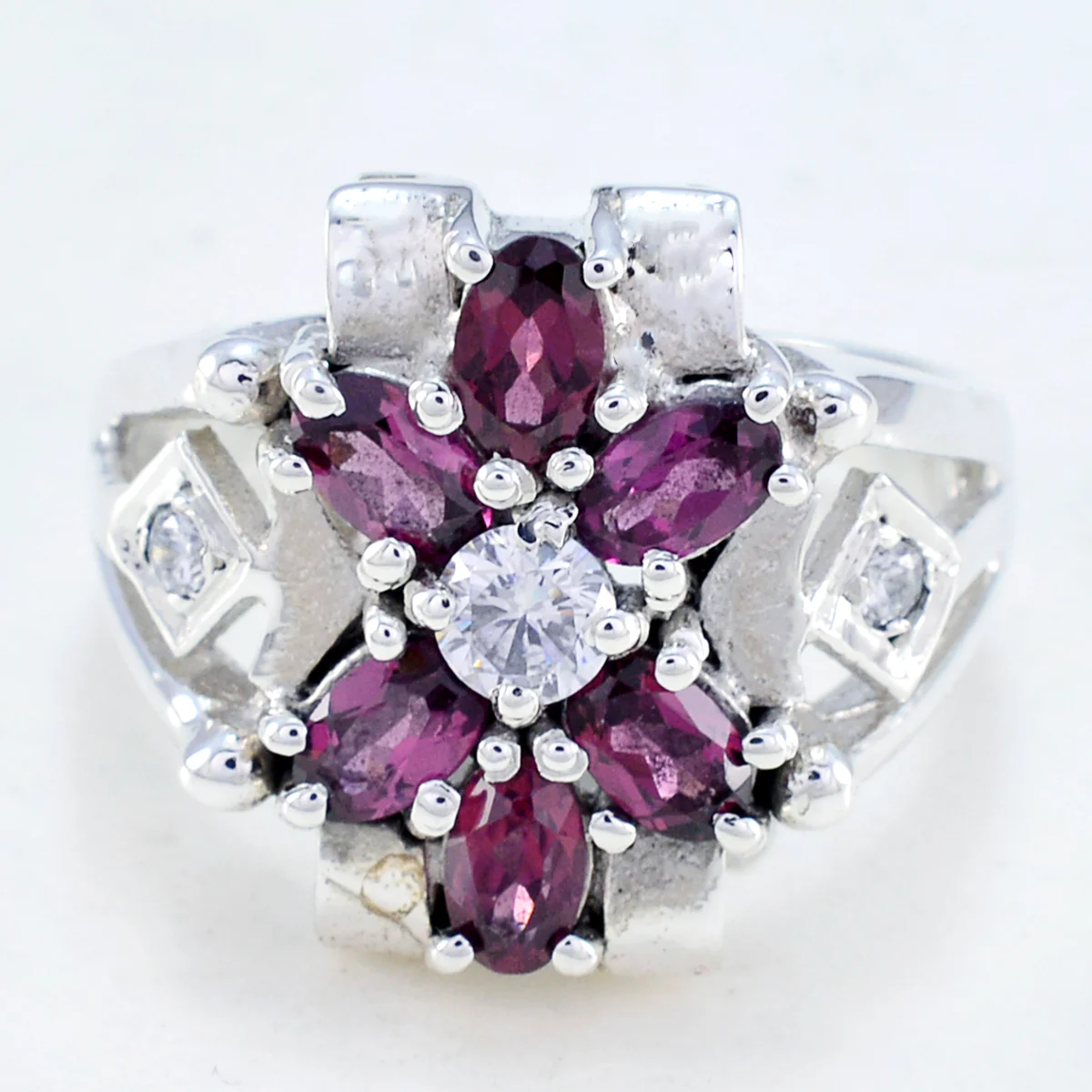 Multi Stone multiple Indian 925 Silver multicolor Gemstones Mid-weight Boho Ring Jewelry - Image 2