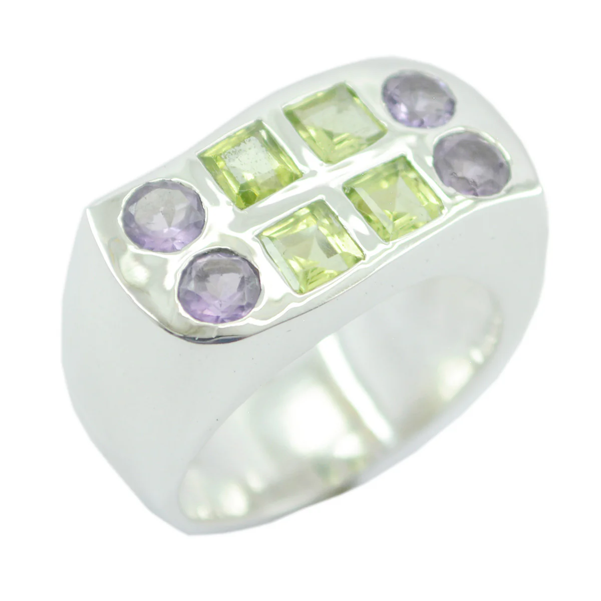 Multi Stone octa Spanish 925 Sterling Silver multicolor Gems Chunky Cocktail Ring Jewellery