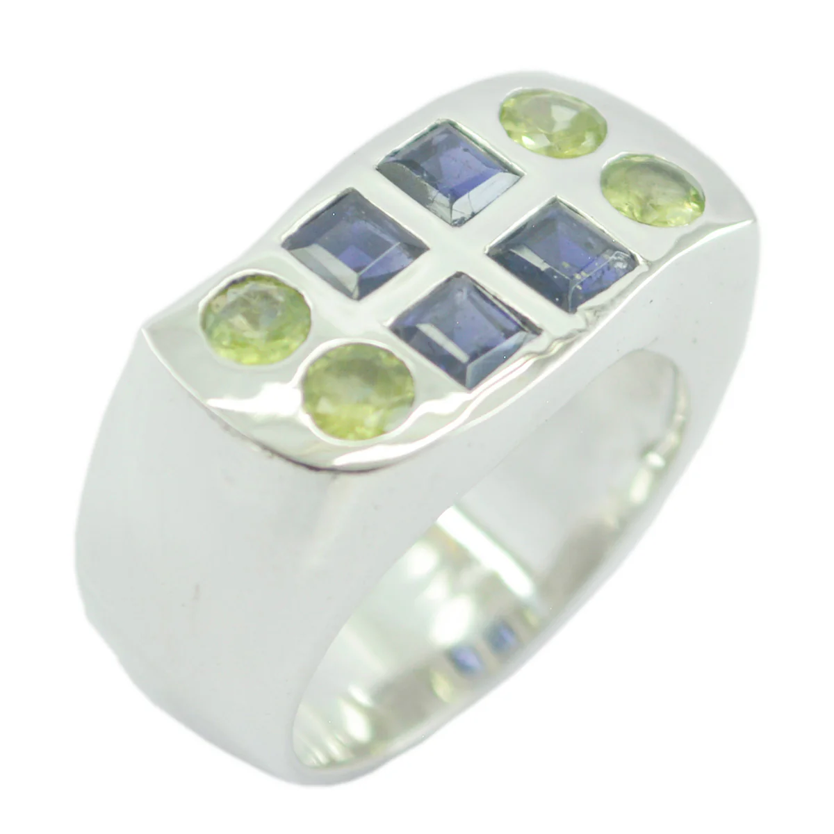 Multi Stone octa Spanish Silver multicolor Gemstone Chunky Cocktail Ring Jewelry