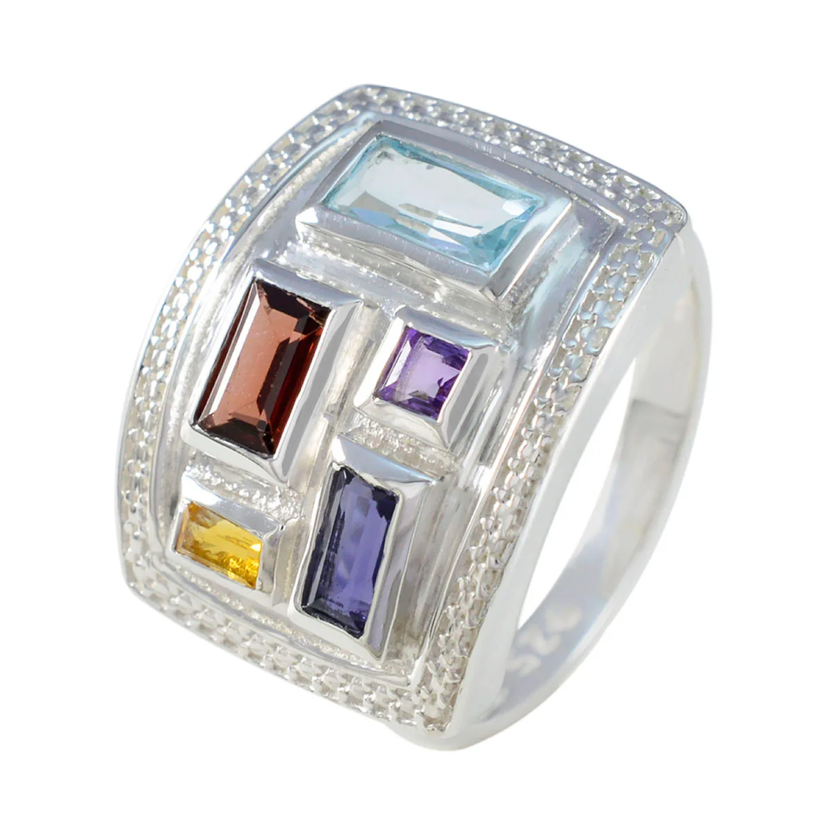 Multi Stone penta Indian 925 Silver multicolor Gemstone Versatile Cocktail Ring Jewelry - Image 2