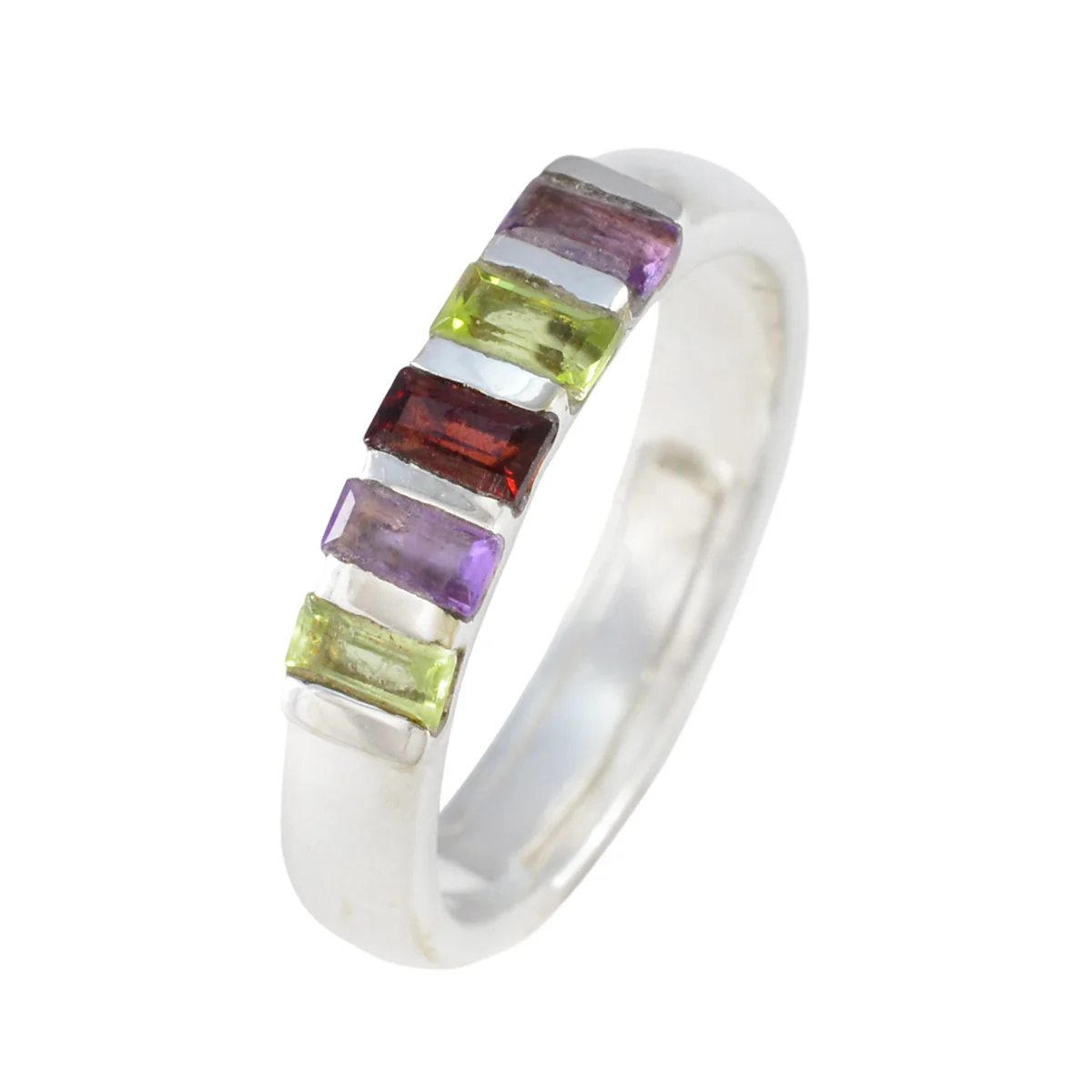 Multi Stone Penta Japanese 92.5 Silver multicolor Gemstones Dainty Glamorous Ring Jewelry - Image 2