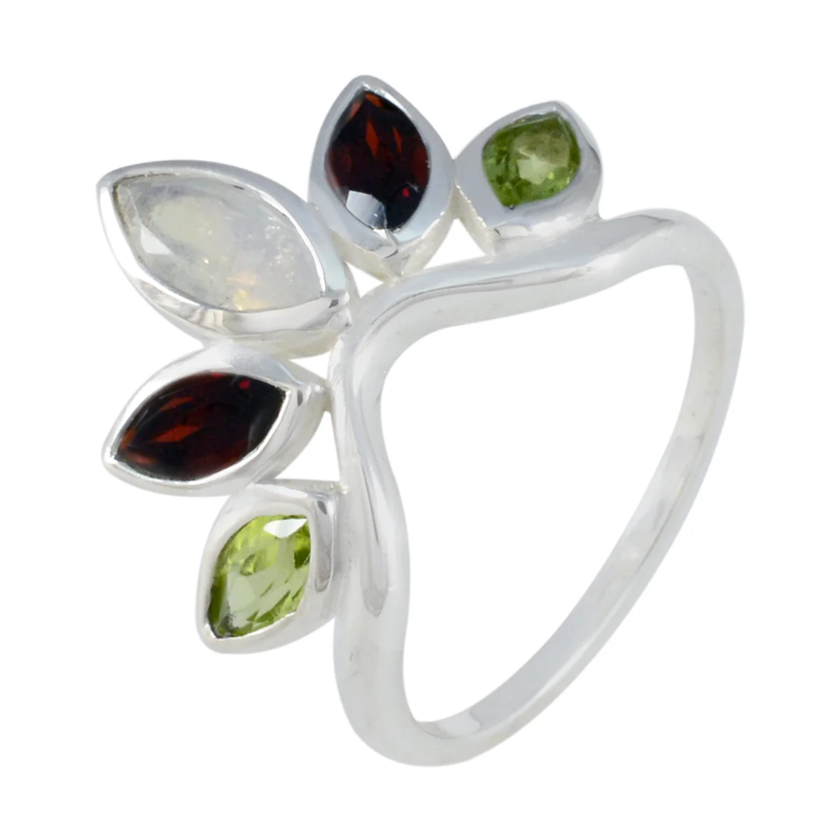 Multi Stone Penta Japanese 925 Silver multicolor Gemstones Dainty crown Ring Jewelry - Image 3