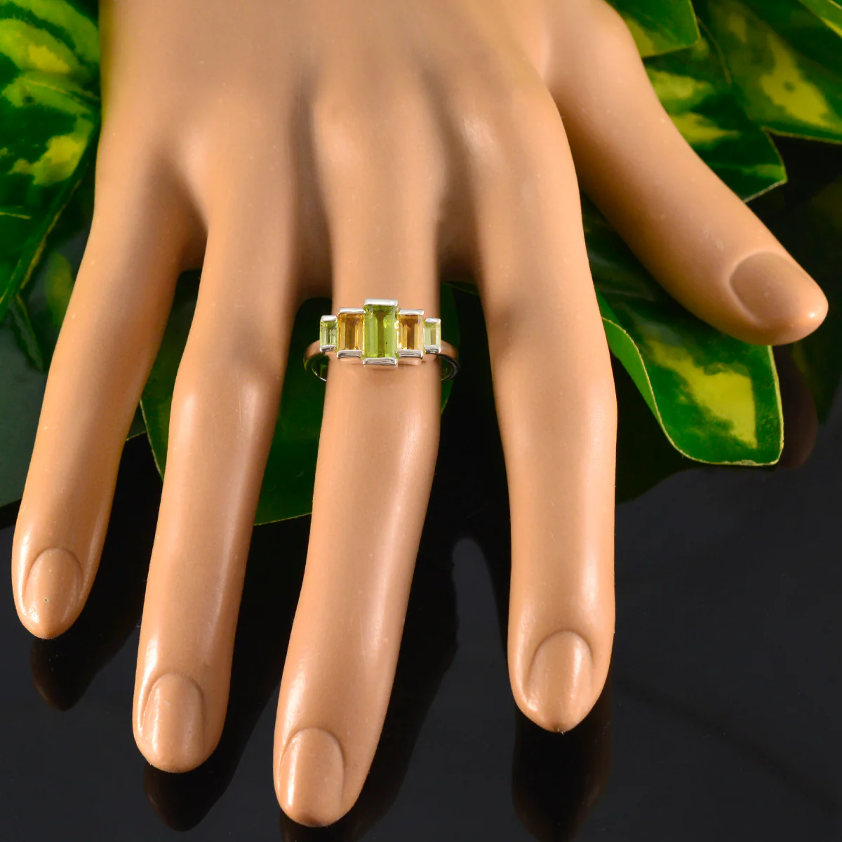 Multi Stone Penta Japanese Silver multicolor Gemstone Whisper-thin Sophisticated Ring Jewellery - Image 5