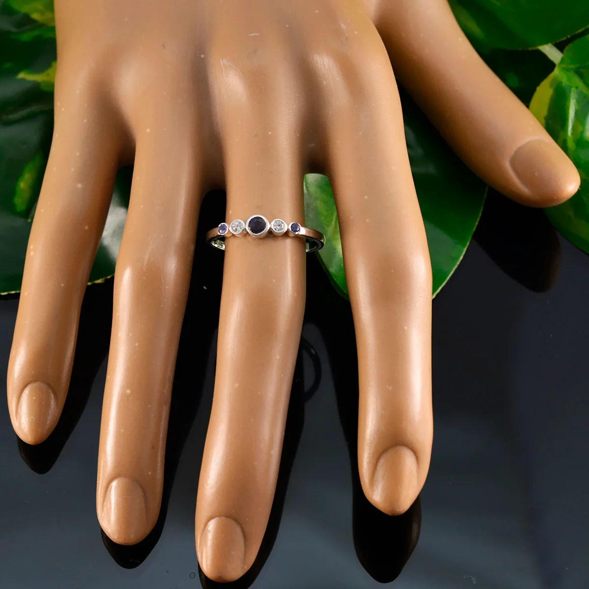 Multi Stone Penta Turkish 92.5 Silver multicolor Gems Elegant Romantic Ring Jewellery - Image 5