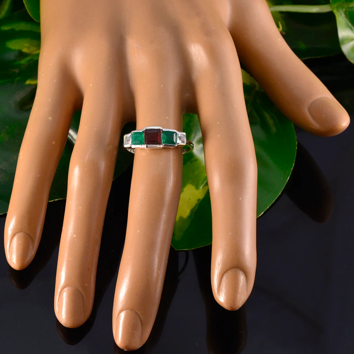 Multi Stone Penta Turkish 925 Sterling Silver multicolor Gemstone Delicate Feminine Ring Jewellery - Image 5