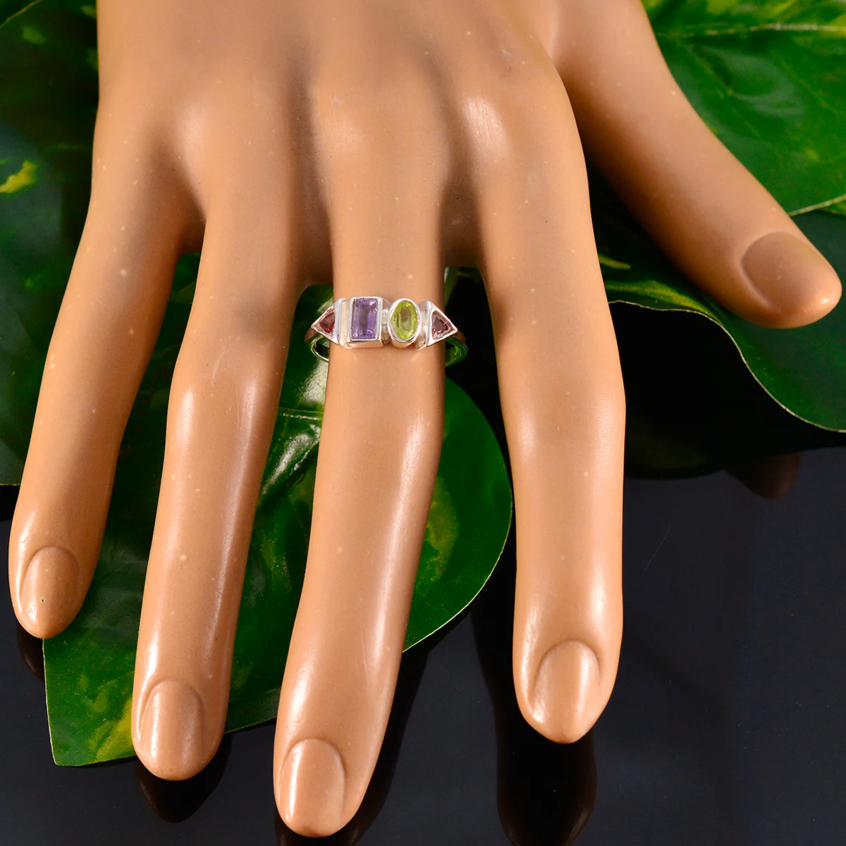 Multi Stone quarter Turkish 925 Sterling Silver multicolor Gemstones Delicate Romantic Ring Jewellery - Image 5