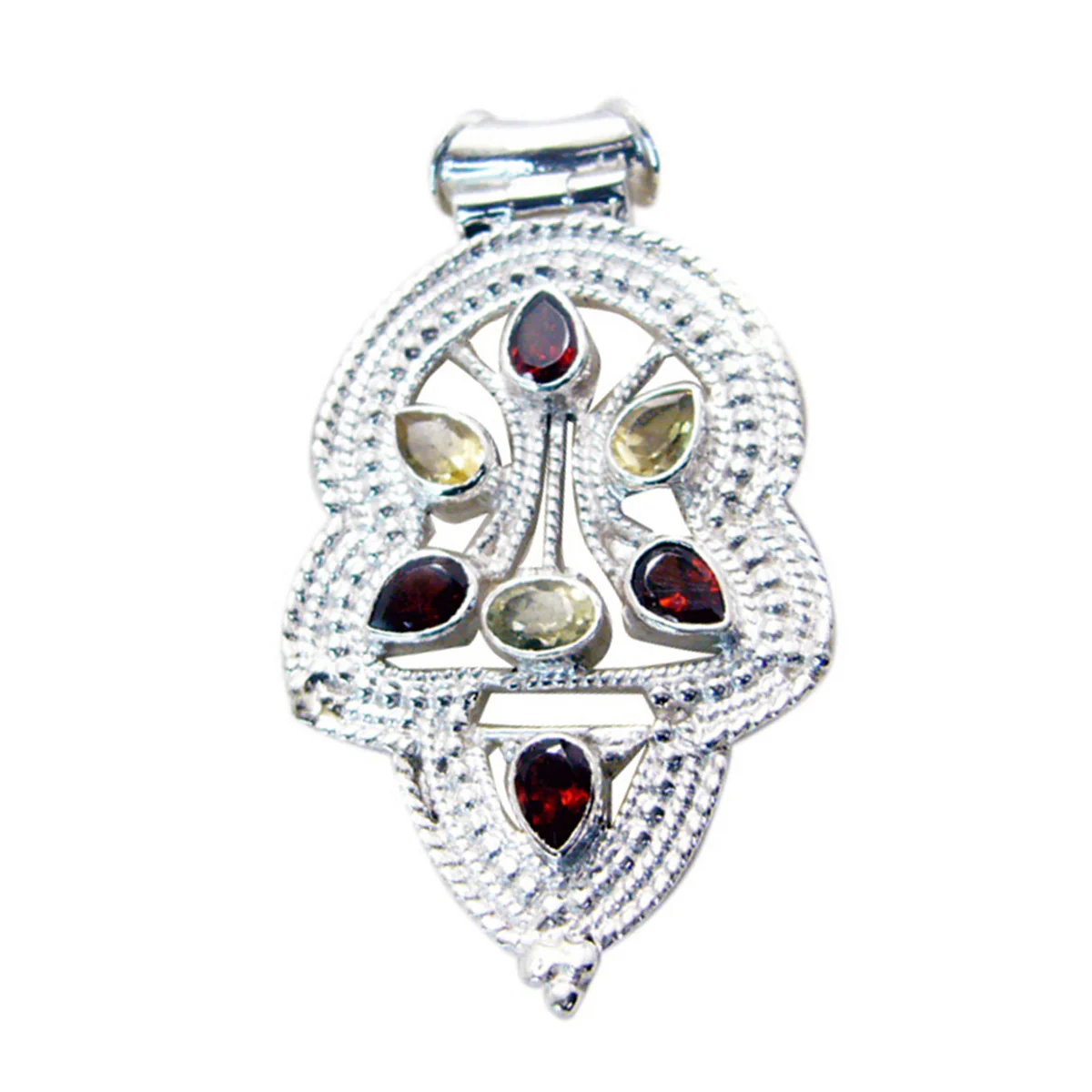 Multi Stone Statement Russian 925 Silver multiple Freya Rope-Wire multicolor Pendant Jewelry