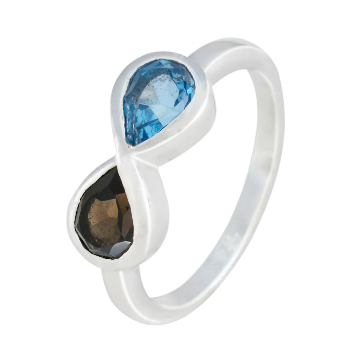 Multi Stone Toi et Moi American 92.5 Silver multicolor Gems Dainty Luxurious Ring Jewelry - Image 2