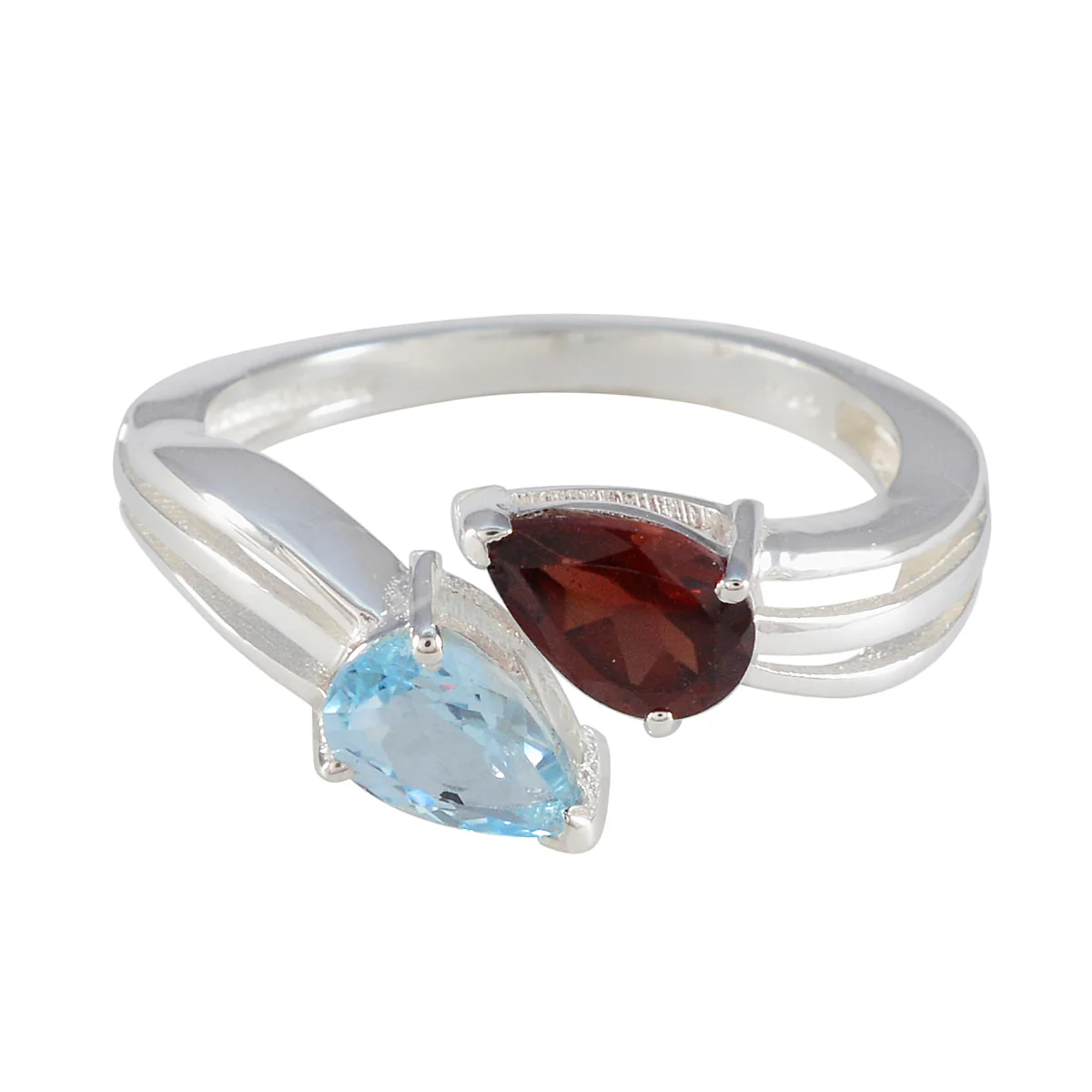 Multi Stone Toi et Moi American 92.5 Silver multicolor Gems Whisper-thin Luxurious Ring Jewelry