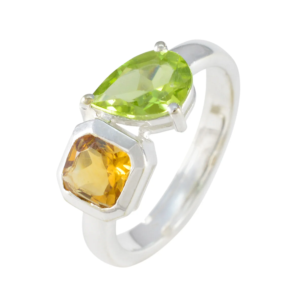 Multi Stone Toi et Moi American Silver multicolor Gemstone Dainty Sophisticated Ring Jewelry - Image 2