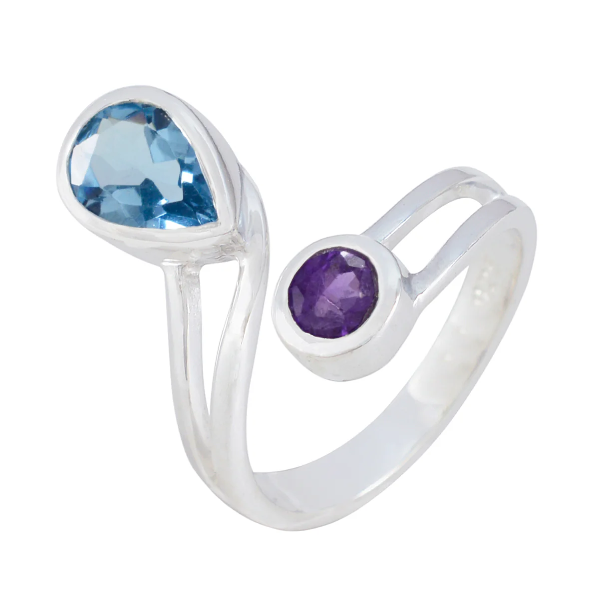 Multi Stone Toi et Moi Egyptian 92.5 Silver multicolor Gemstones Tiny Contemporary Ring Jewelry - Image 2