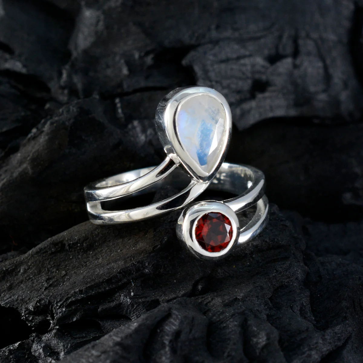 Multi Stone Toi et Moi German 925 Silver multicolor Gemstones Tiny Fairytale Ring Jewellery - Image 4