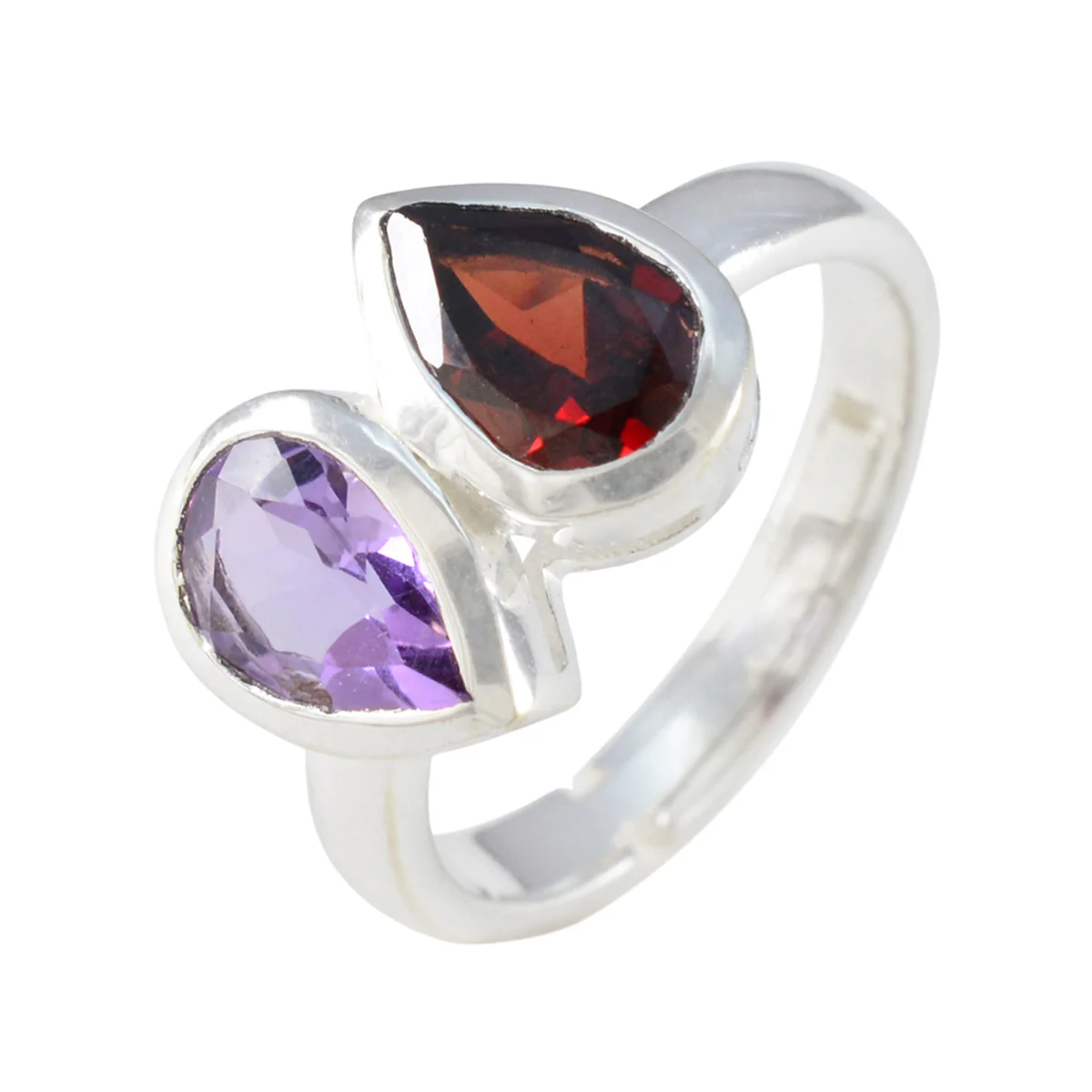 Multi Stone Toi et Moi German Sterling Silver multicolor Gemstones Featherlight Luxurious Ring Jewellery - Image 2