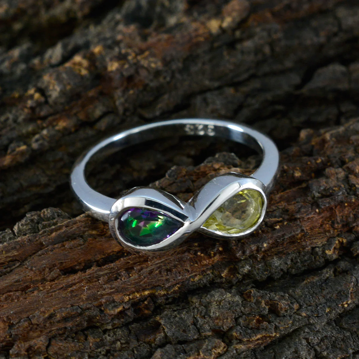Multi Stone Toi et Moi Korean 925 Silver multicolor Gems Dainty Romantic Ring Jewellery - Image 3
