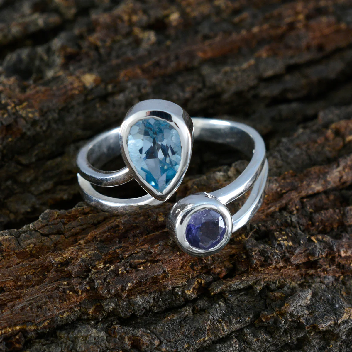 Multi Stone Toi et Moi Russian 925 Silver multicolor Gems Tiny Artisan Ring Jewellery - Image 3