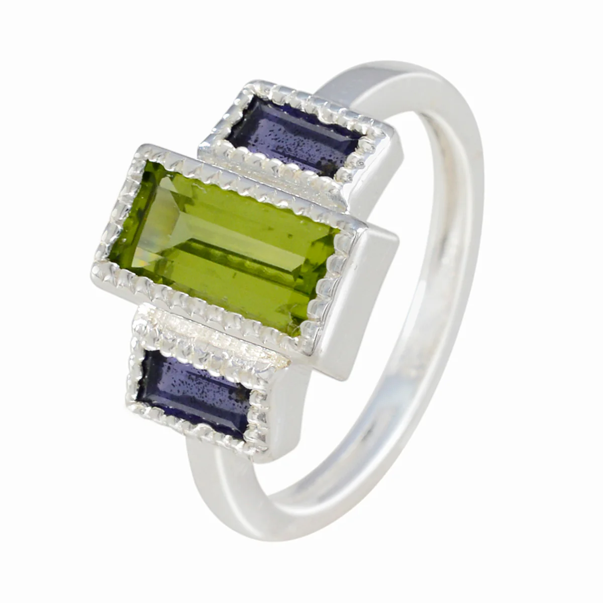 Multi Stone Trilogy African 92.5 Silver multicolor Gems Featherlight Modern Ring Jewellery - Image 2