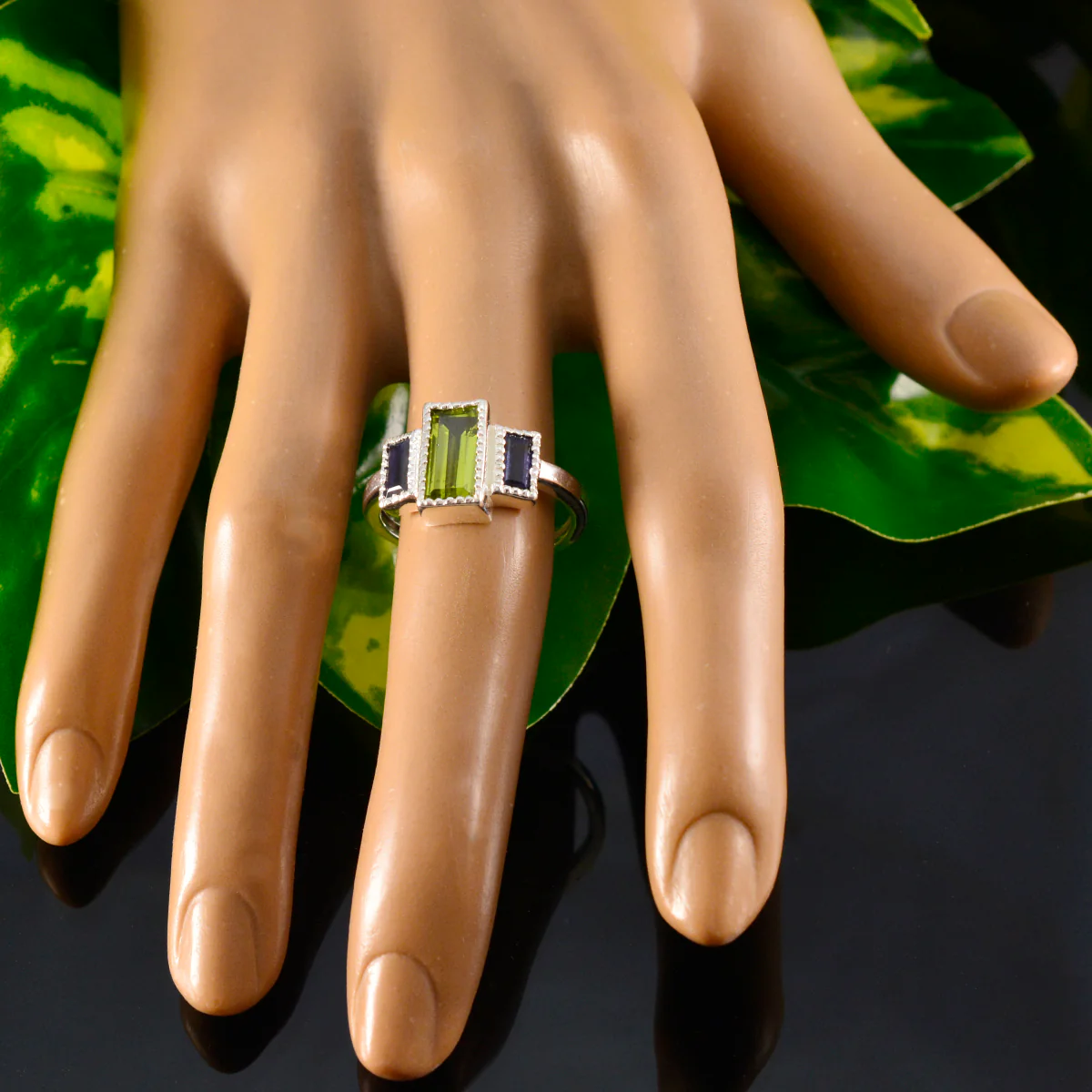 Multi Stone Trilogy African 92.5 Silver multicolor Gems Featherlight Modern Ring Jewellery - Image 5