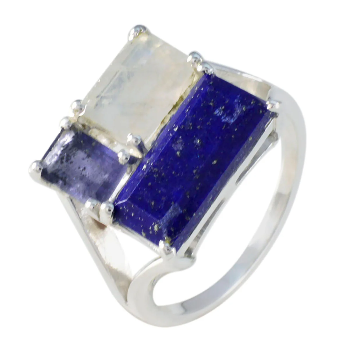 Multi Stone Trilogy African 92.5 Silver multicolor Gemstones Classic Trendy Ring Jewellery - Image 2