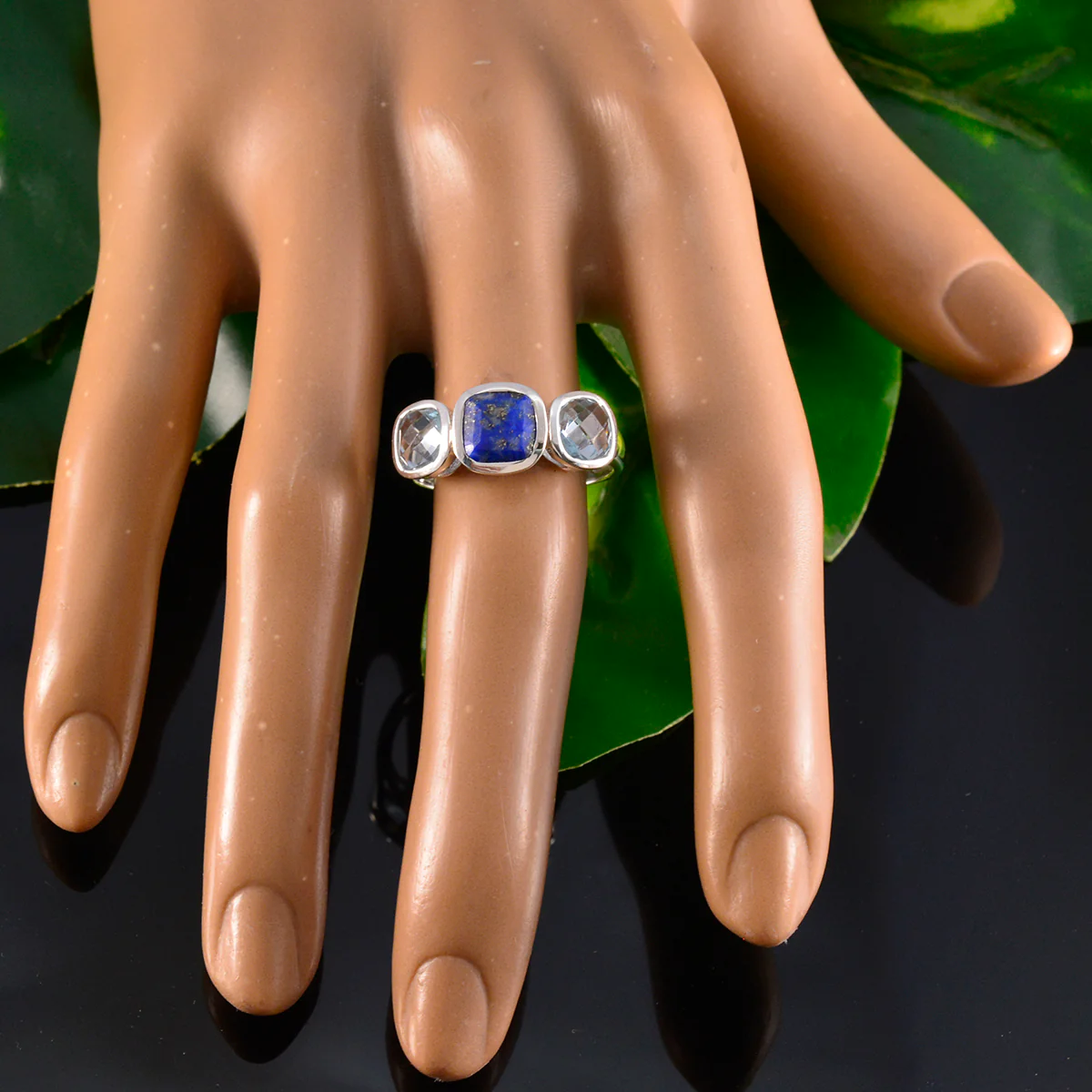 Multi Stone Trilogy African 925 Sterling Silver multicolor Gemstone Slim Graceful Ring Jewelry - Image 5