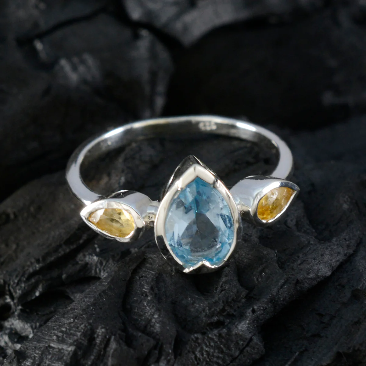Multi Stone Trilogy American 925 Silver multicolor Gemstone Dainty Boho Ring Jewellery - Image 4