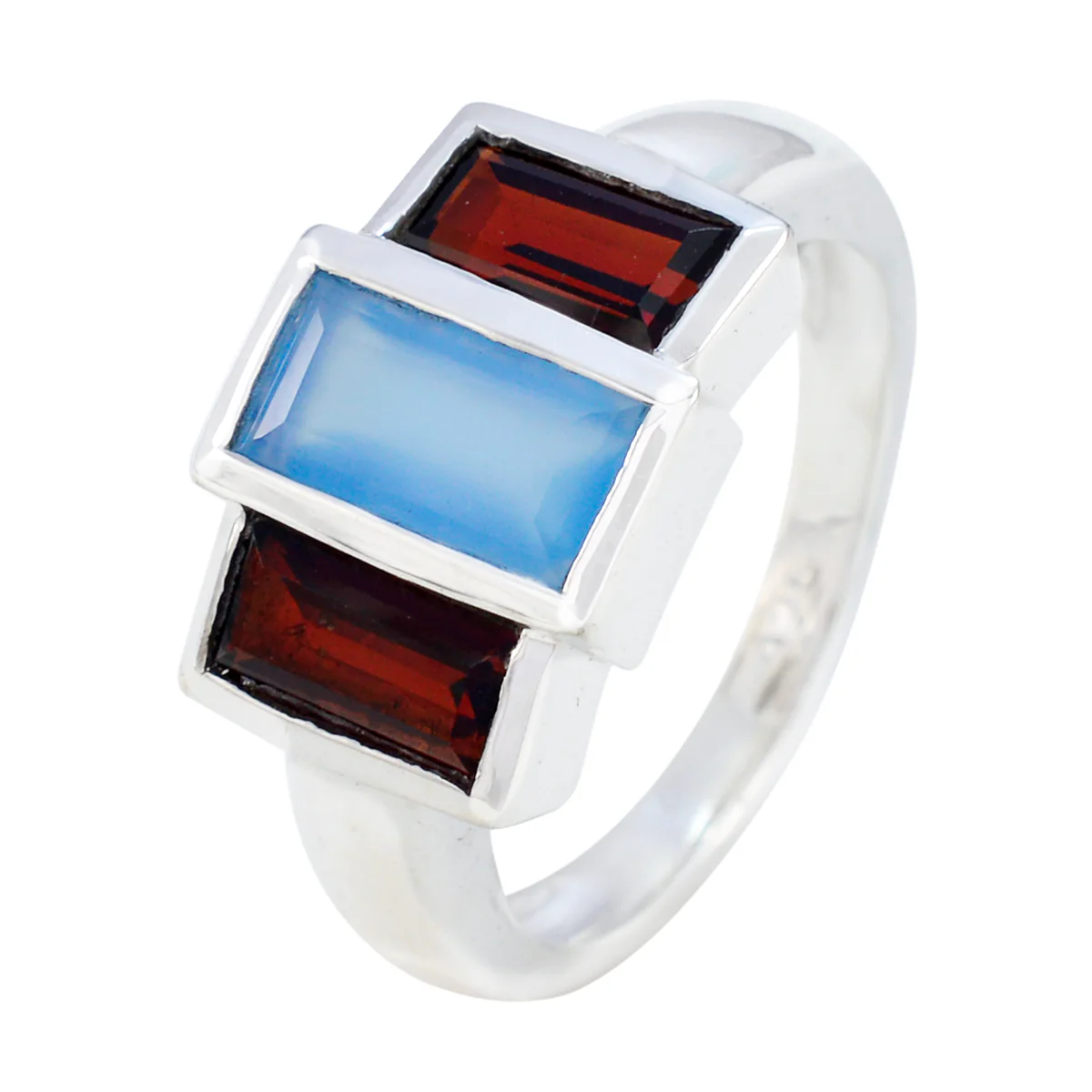 Multi Stone Trilogy Egyptian 92.5 Silver multicolor Gemstone Minimal Glamorous Ring Jewellery - Image 2