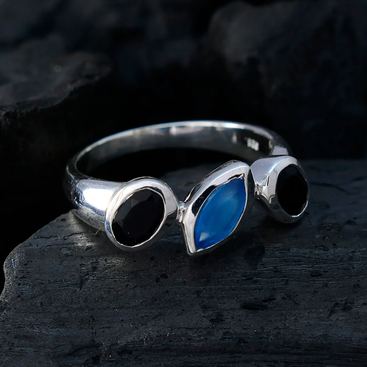 Multi Stone Trilogy Egyptian 925 Silver multicolor Gems Minimal Romantic Ring Jewelry - Image 4