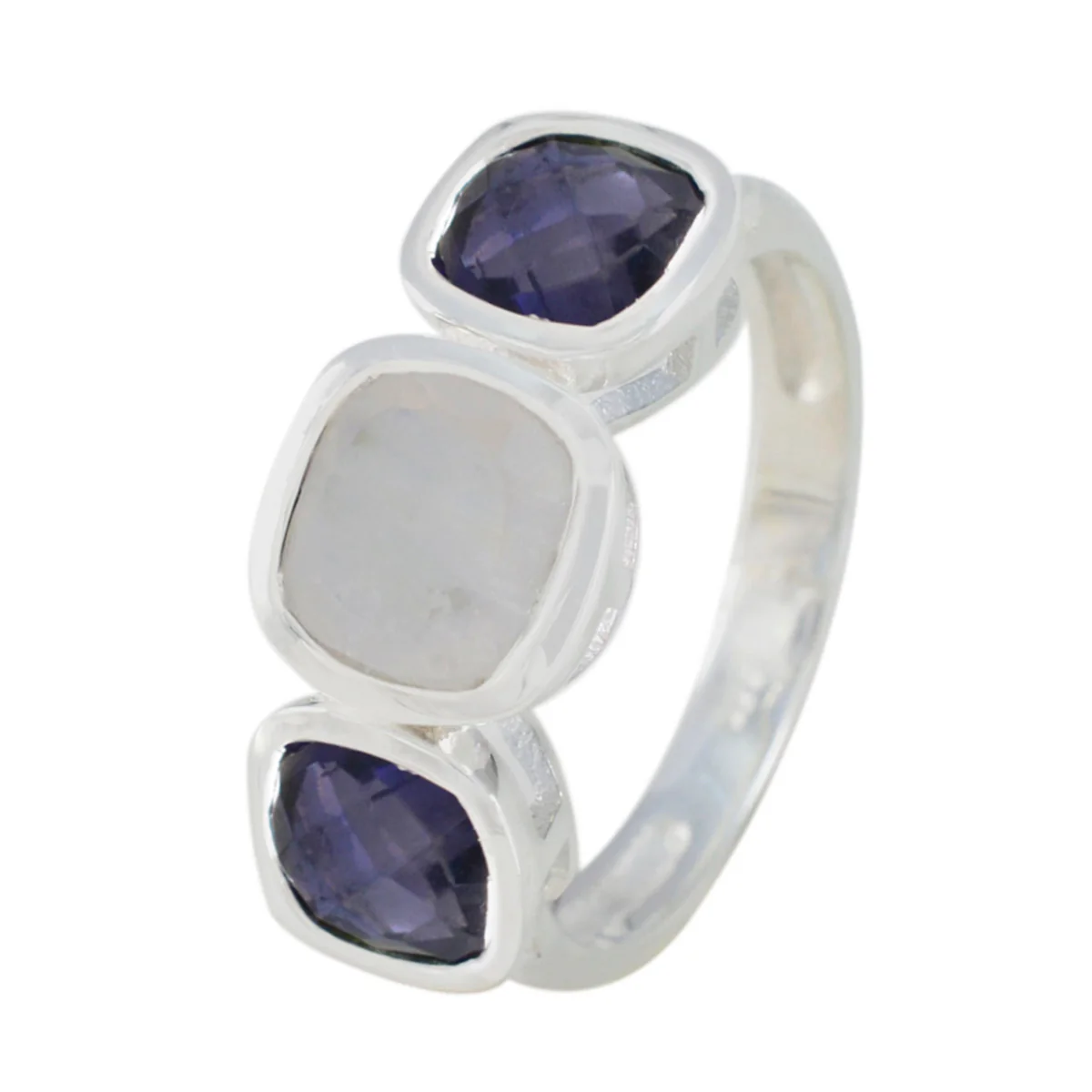 Multi Stone Trilogy Egyptian 925 Silver multicolor Gemstone Slim Glamorous Ring Jewellery - Image 2