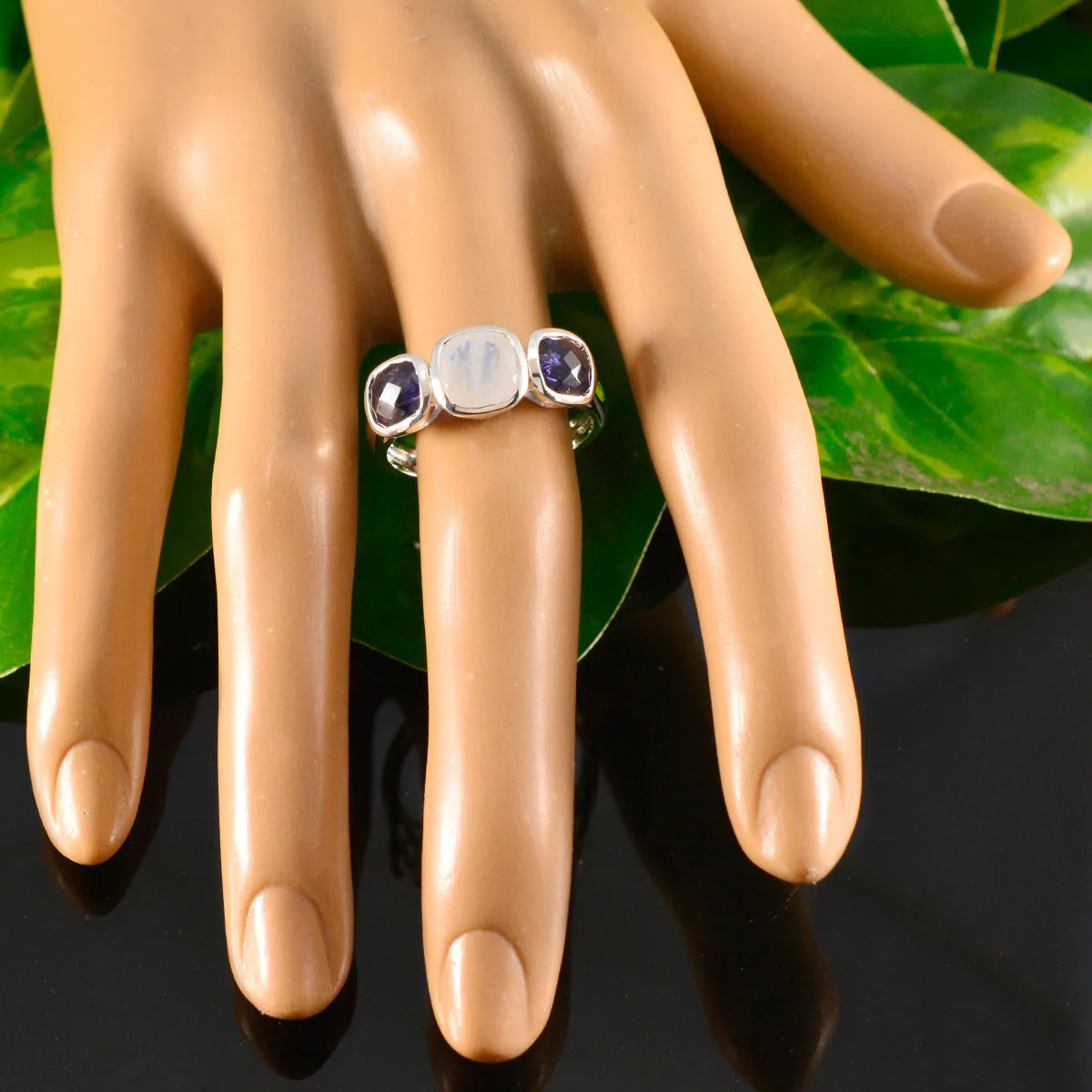 Multi Stone Trilogy Egyptian 925 Silver multicolor Gemstone Slim Glamorous Ring Jewellery - Image 5