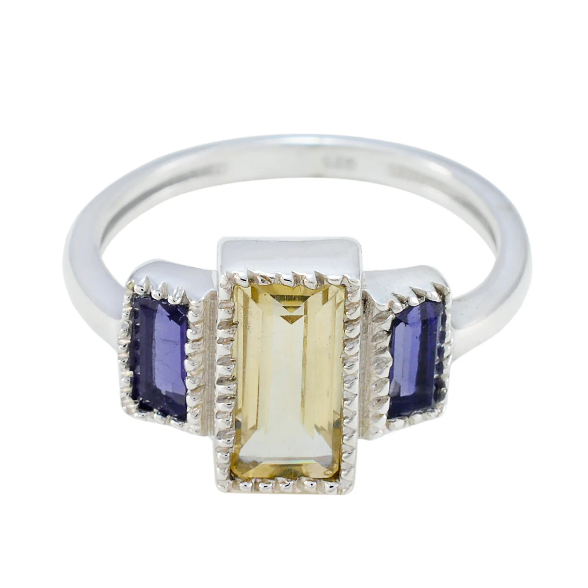 Multi Stone Trilogy Egyptian 925 Sterling Silver multicolor Gemstones Featherlight Fairytale Ring Jewellery