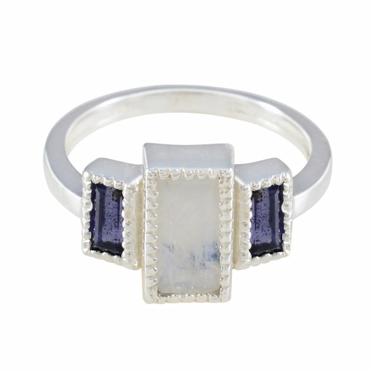 Multi Stone Trilogy Indian Silver multicolor Gemstone Featherlight Artisan Ring Jewellery