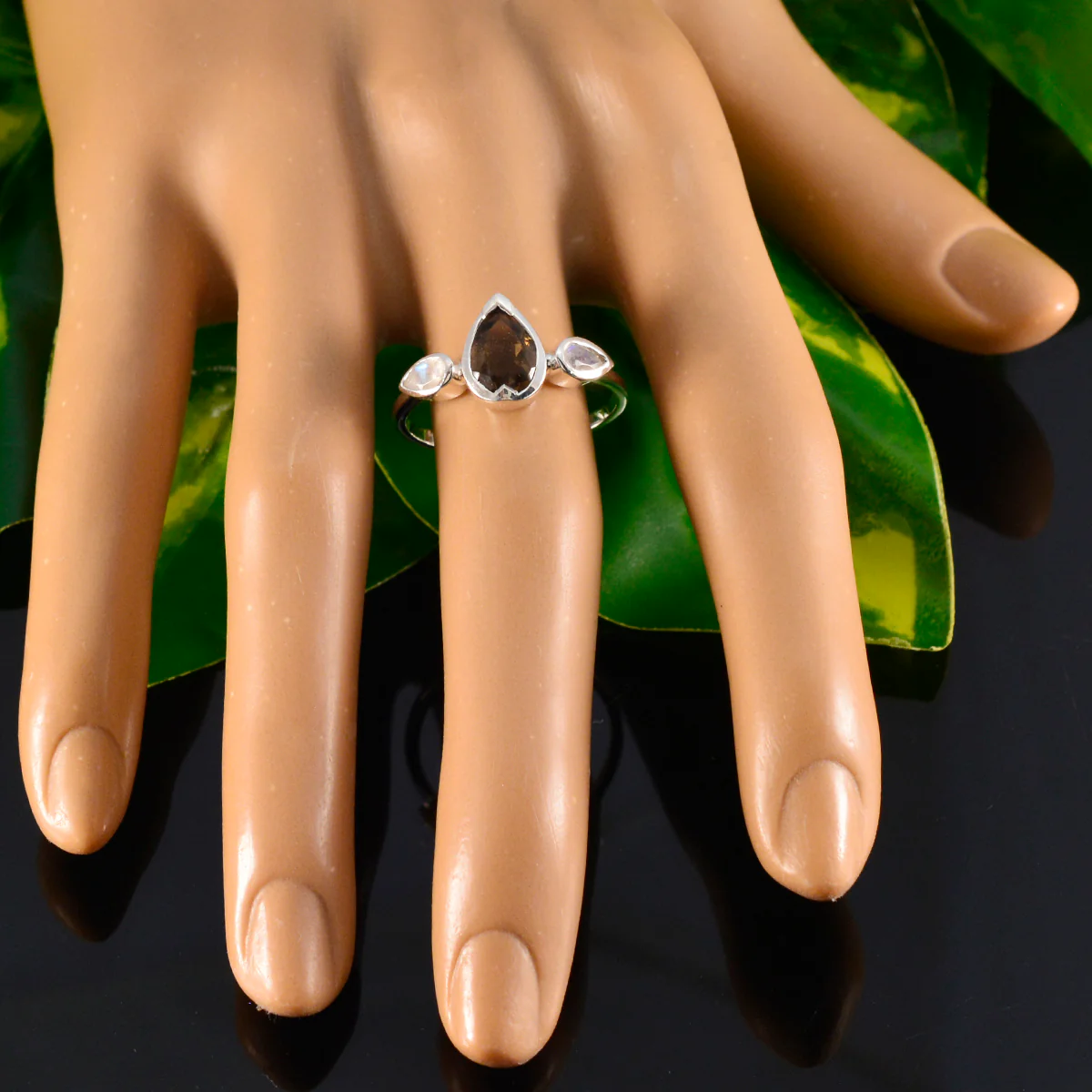 Multi Stone Trilogy Japanese 925 Sterling Silver multicolor Gems Dainty Feminine Ring Jewellery - Image 5