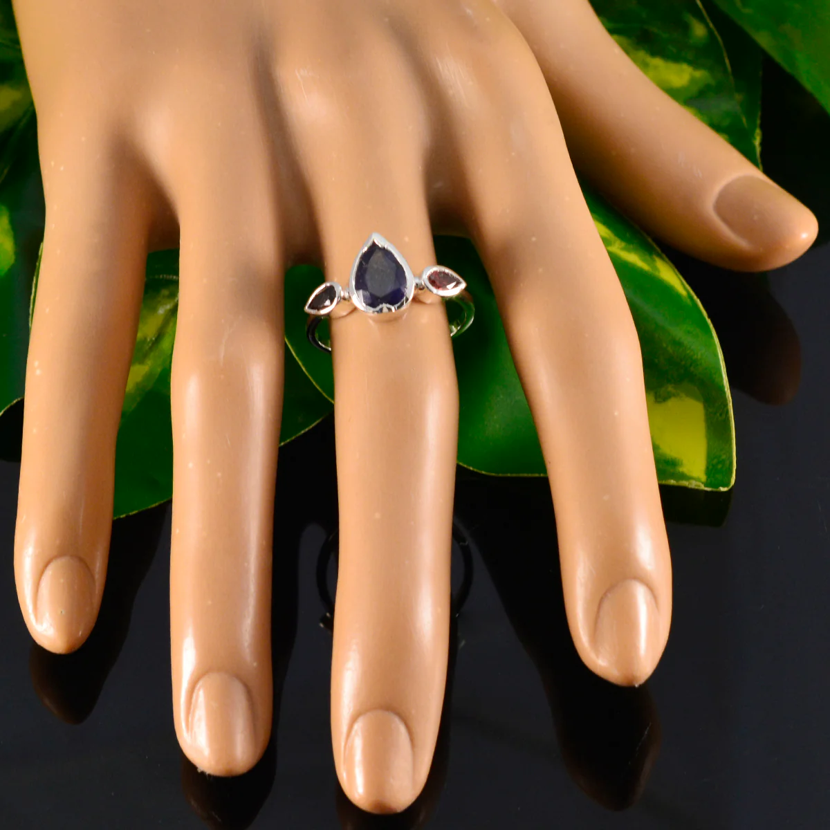 Multi Stone Trilogy Korean 925 Sterling Silver multicolor Gemstone Dainty Abstract Ring Jewelry - Image 5