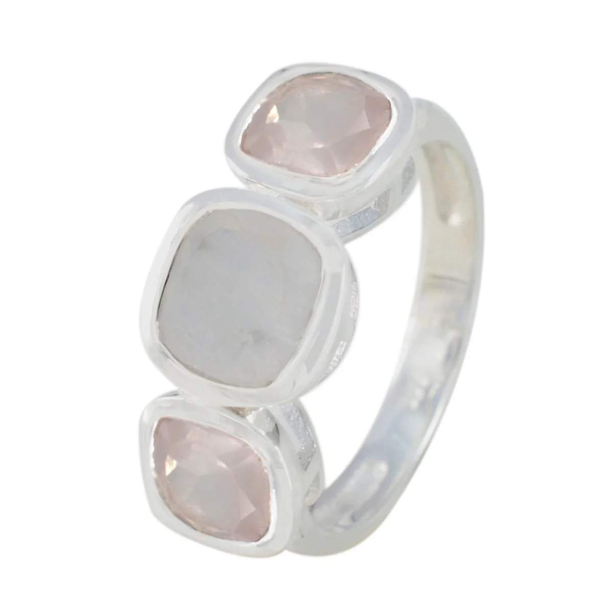 Multi Stone Trilogy Russian 925 Silver multicolor Gems Slim Trendy Ring Jewelry - Image 2