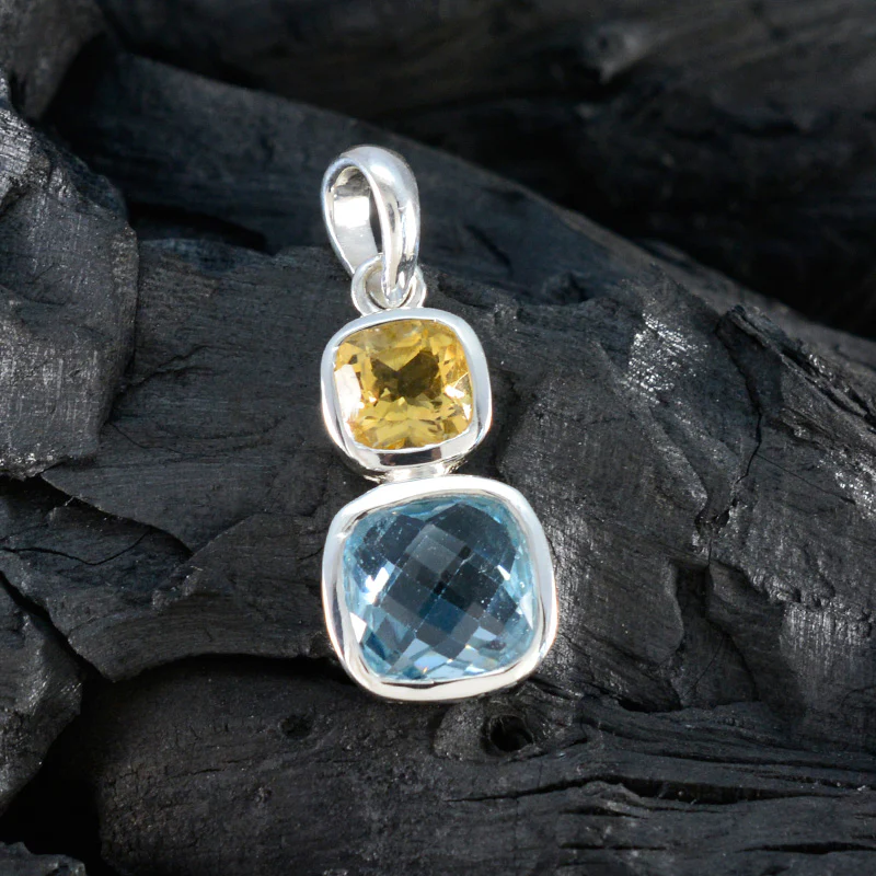 Multi Stone Whisper-thin Mexican Silver Toi et Moi Tereza wedding multicolor Pendant Jewelry - Image 4