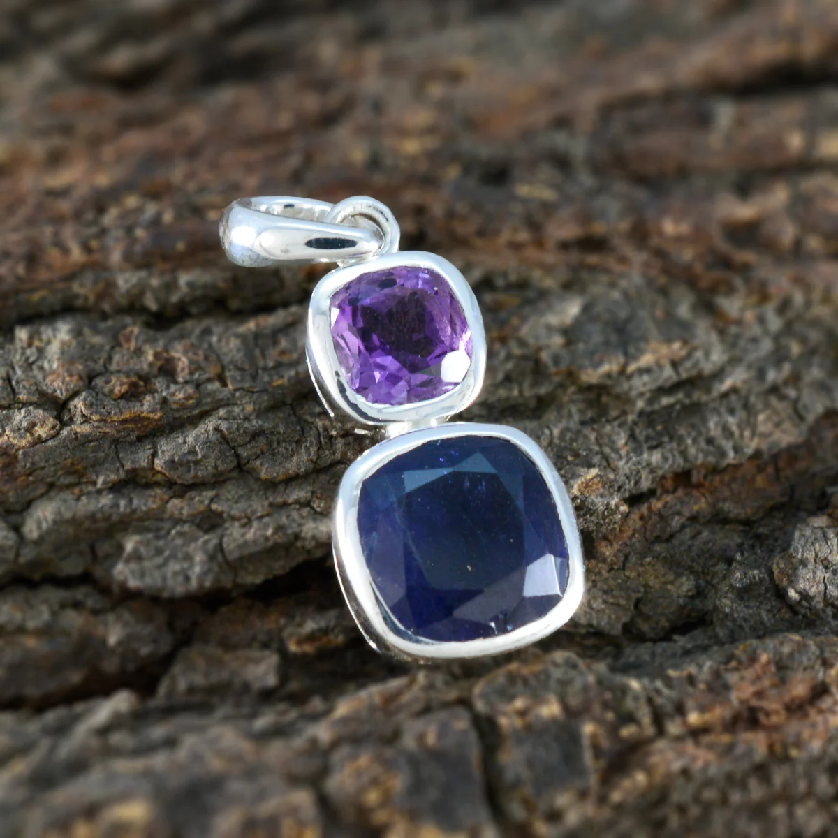 Multi Stone Whisper-thin Russian 92.5 Silver Toi et Moi Skylar Contemporary multicolor Pendant Jewellery - Image 3