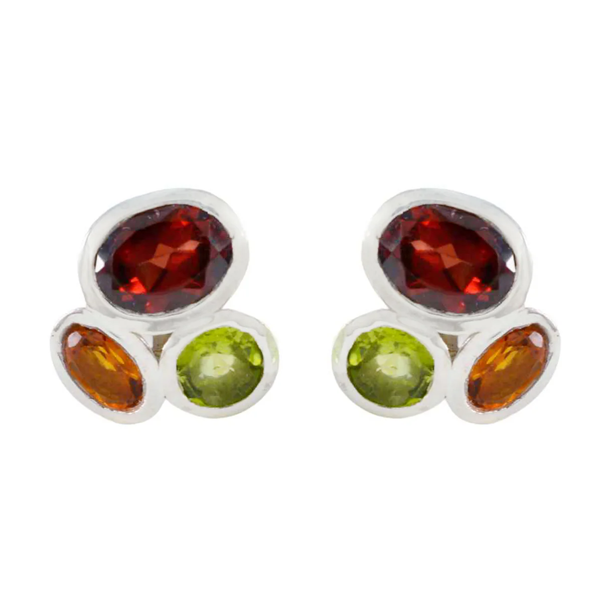 Multi Turkish Alejandra multiple Stud multicolor Sterling Silver Earring