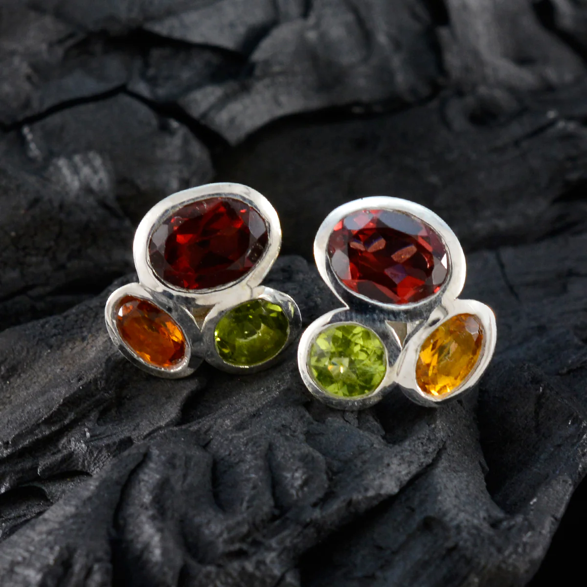 Multi Turkish Alejandra multiple Stud multicolor Sterling Silver Earring - Image 4