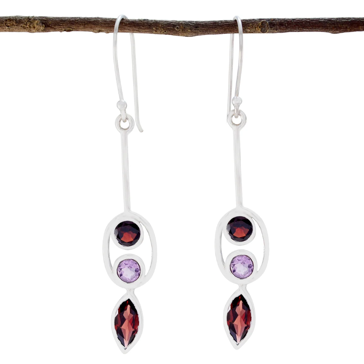 Multi Turkish Lili multiple Dangle multicolor Silver Earring