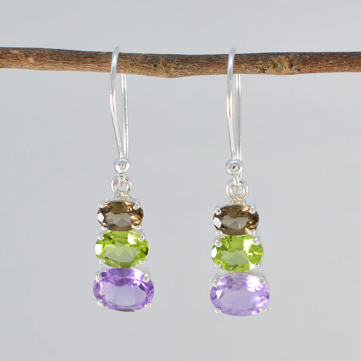Multi Turkish Scarlett multiple Dangle multicolor 925 Sterling Silver Earring - Image 2