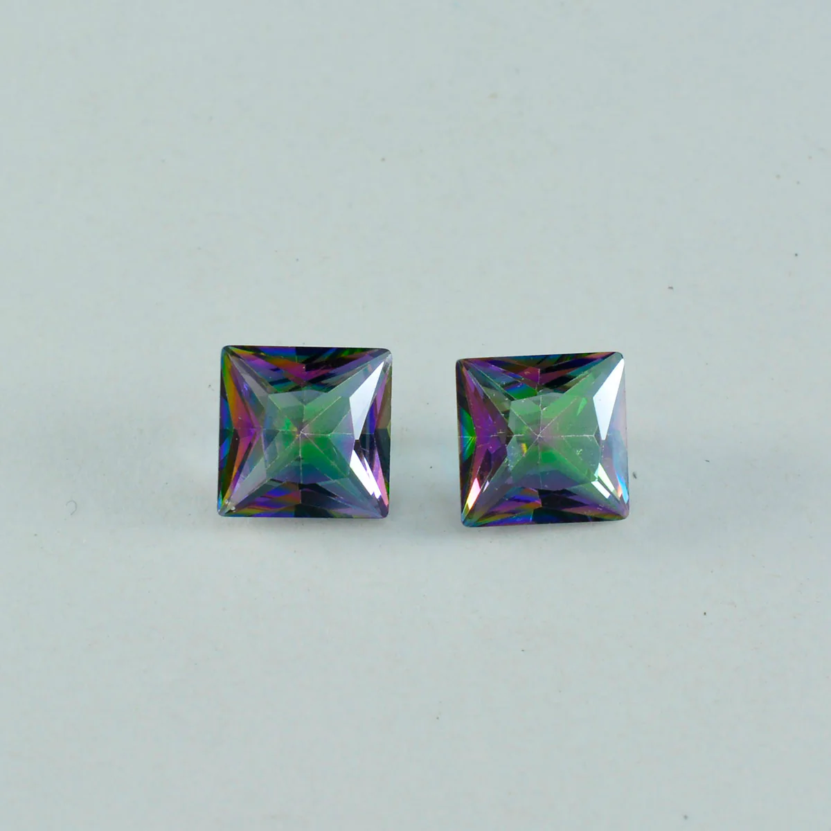 Mystic Quartz 10PC Tiny 3x3 MM Square Faceted Multicolor Fiery Semi Precious Gems