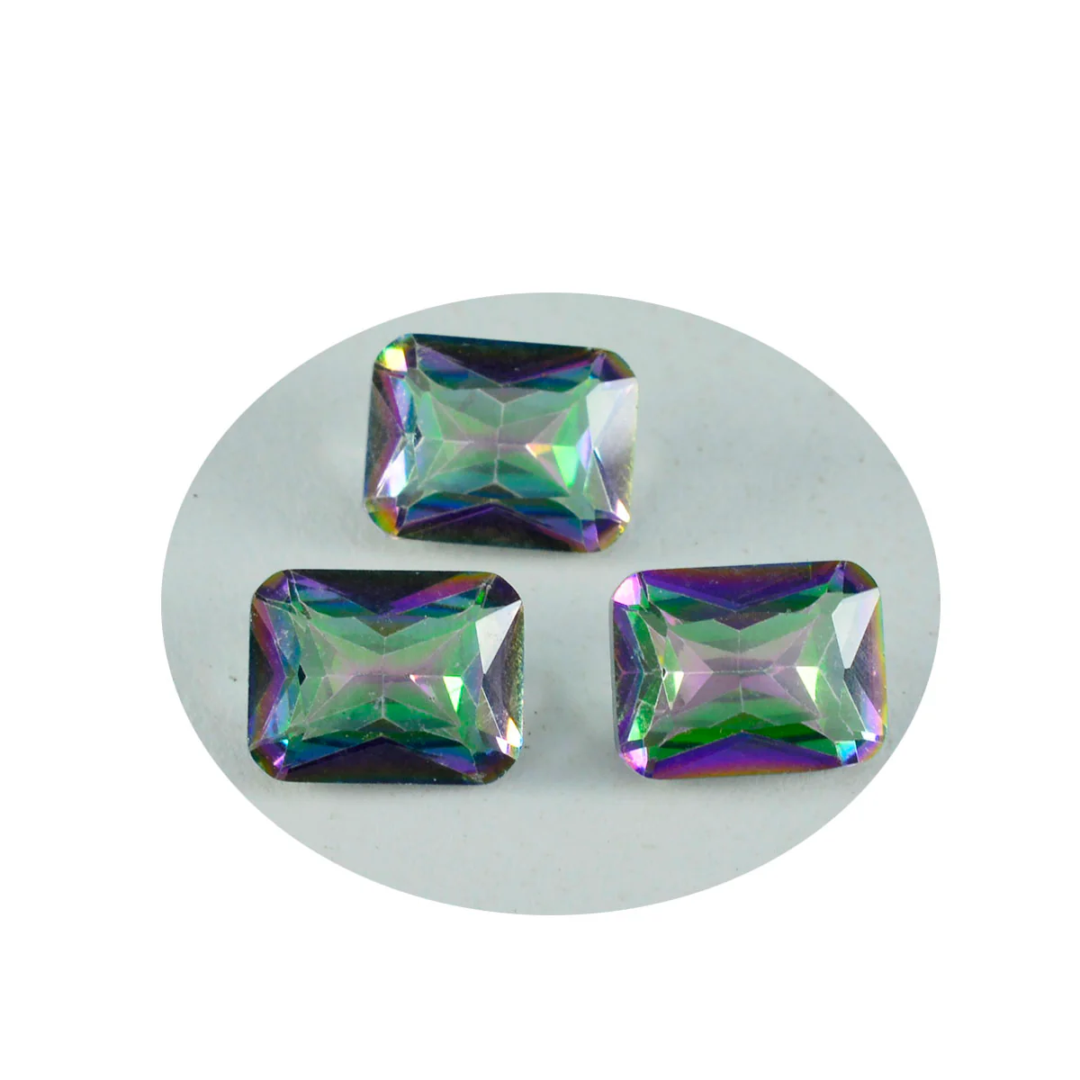 Mystic Quartz 1PC Chunky 12x16 MM Emerald Faceted Multicolor Fiery Semi Precious Gems - Image 2