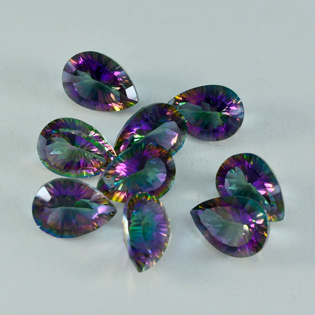 Mystic Quartz 1PC Chunky 12x16 MM Pear Faceted Multicolor Splendid Semi Precious Loose Gemstone