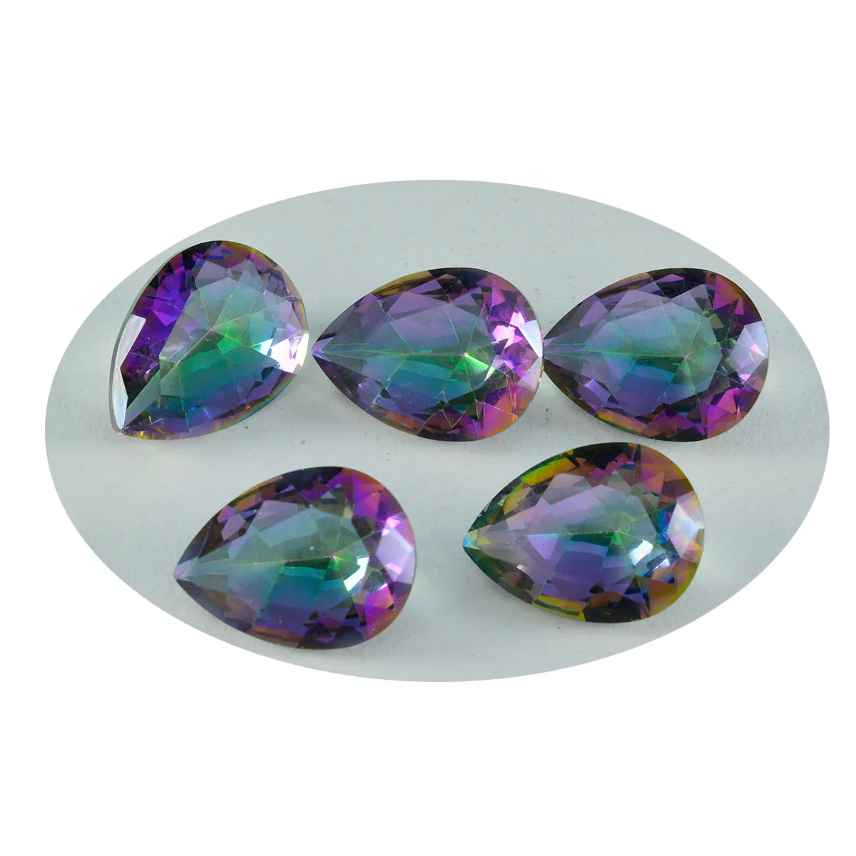 Mystic Quartz 1PC Chunky 13x18 MM Pear Faceted Multicolor Luster Semi Precious Loose Gemstones