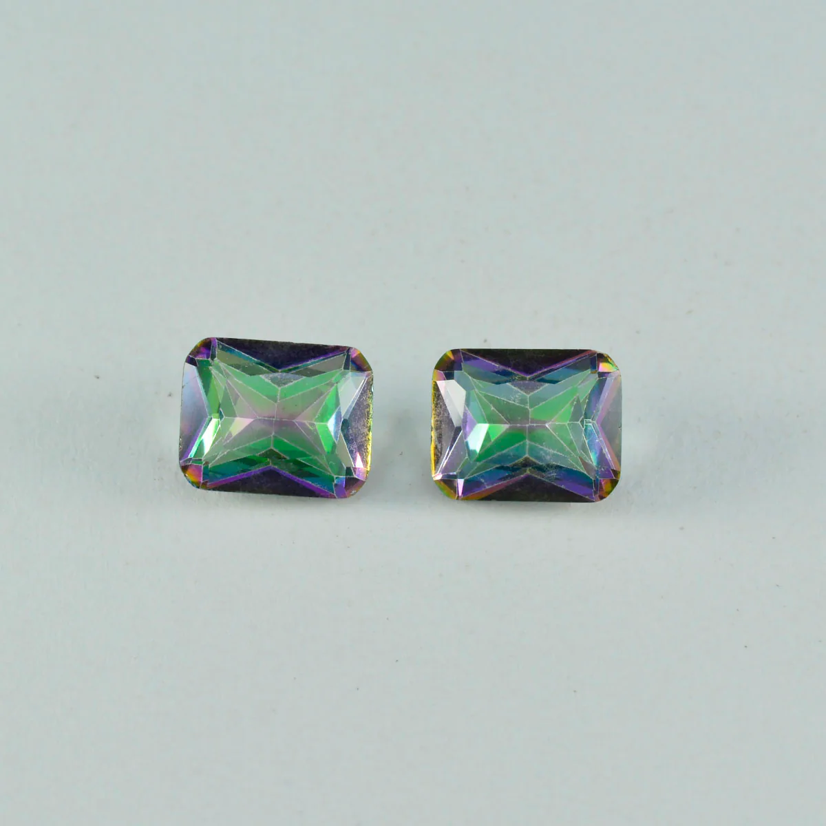 Mystic Quartz 1PC Large 10x12 MM Emerald Faceted Multicolor Superior Semi Precious Loose Gemstone