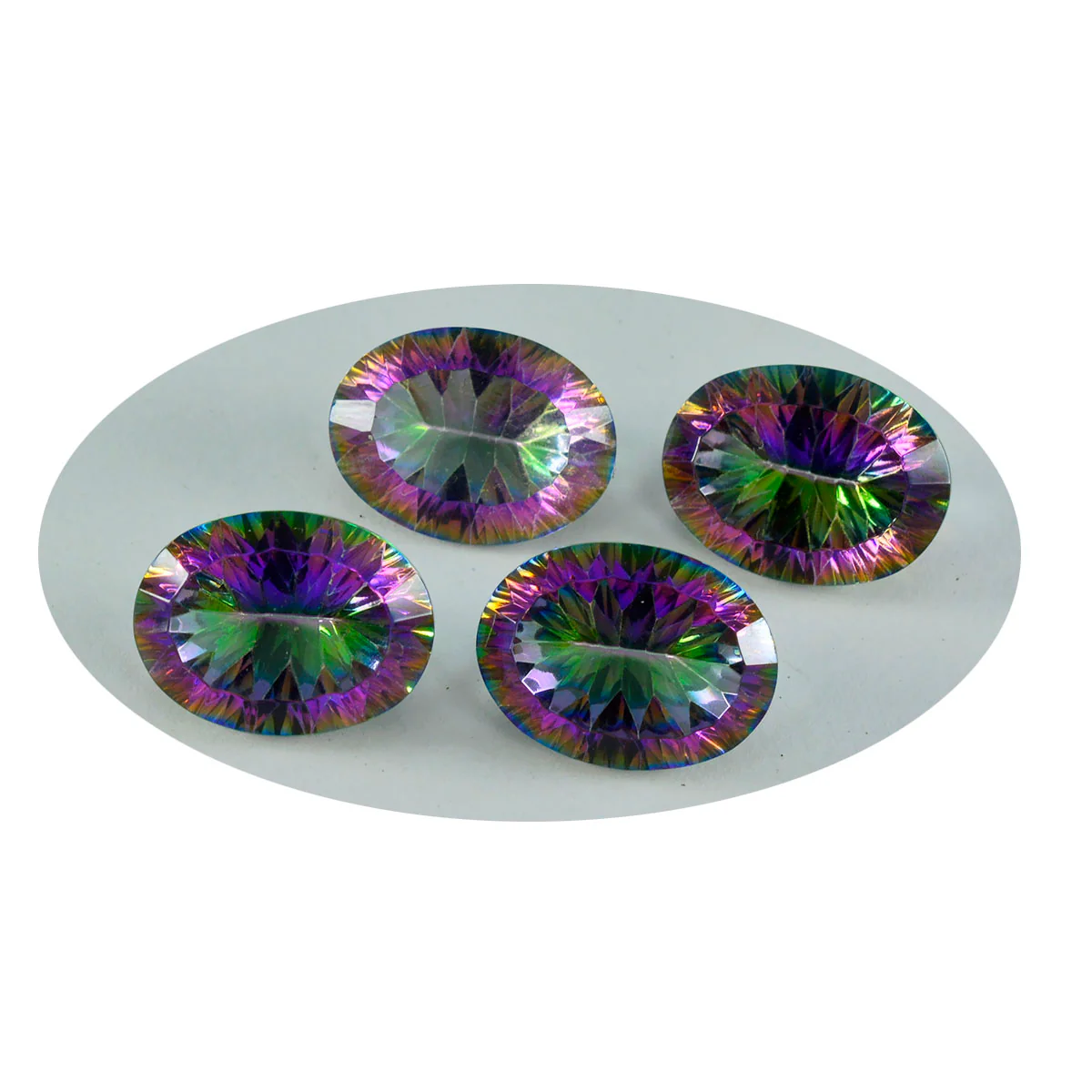 Mystic Quartz 1PC Large 10x12 MM Oval Faceted Multicolor Lustrous Semi Precious Loose Gemstone - Image 2