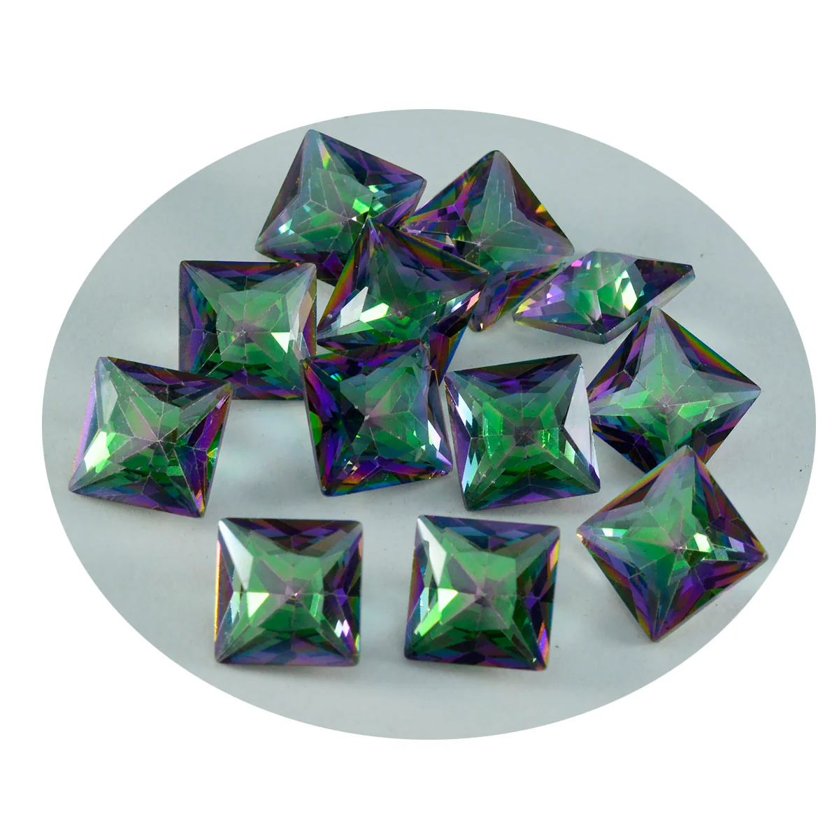 Mystic Quartz 1PC Large 11x11 MM Square Faceted Multicolor Fine Semi Precious Gems - Image 2