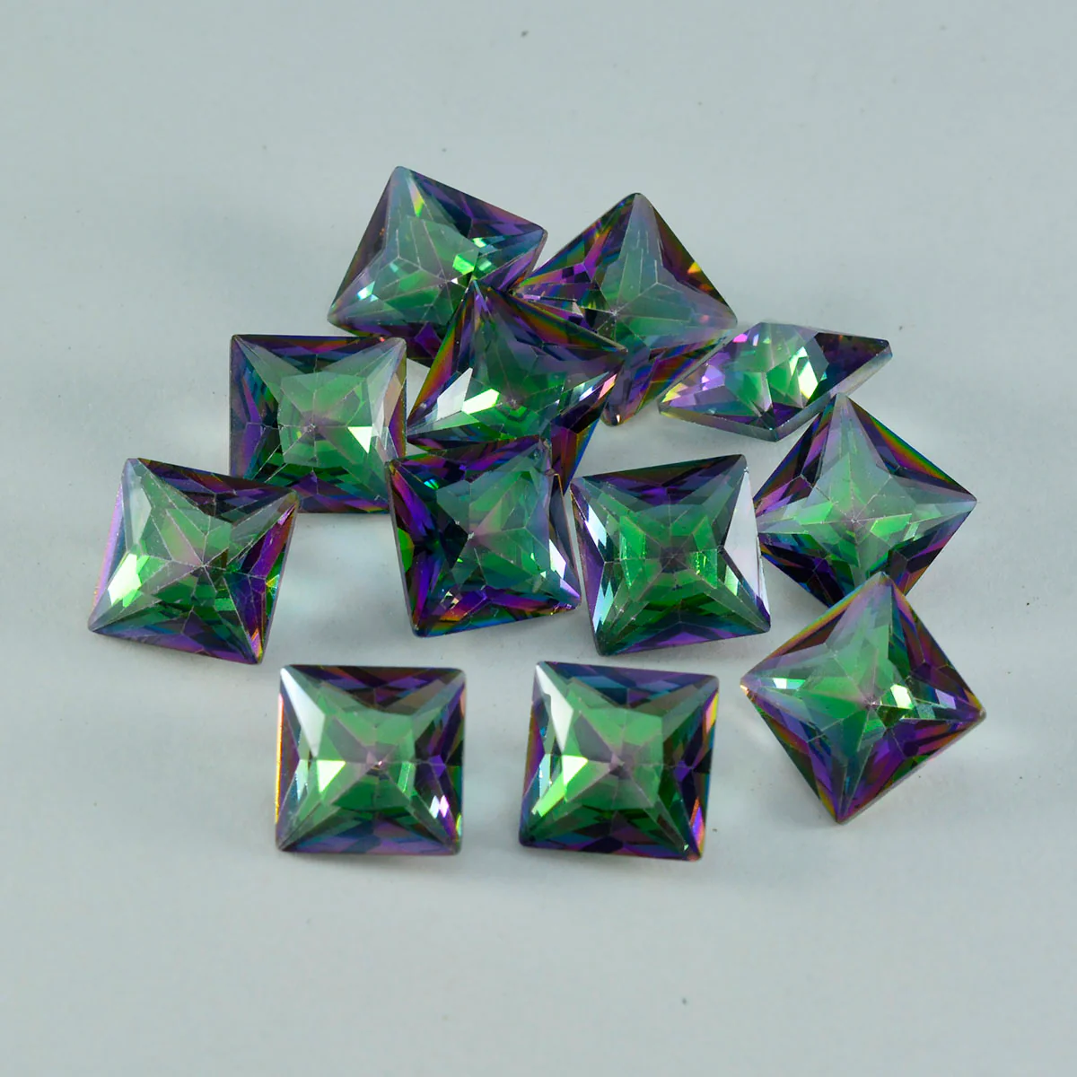 Mystic Quartz 1PC Large 12x12 MM Square Faceted Multicolor High-Quality Semi Precious Loose Gems