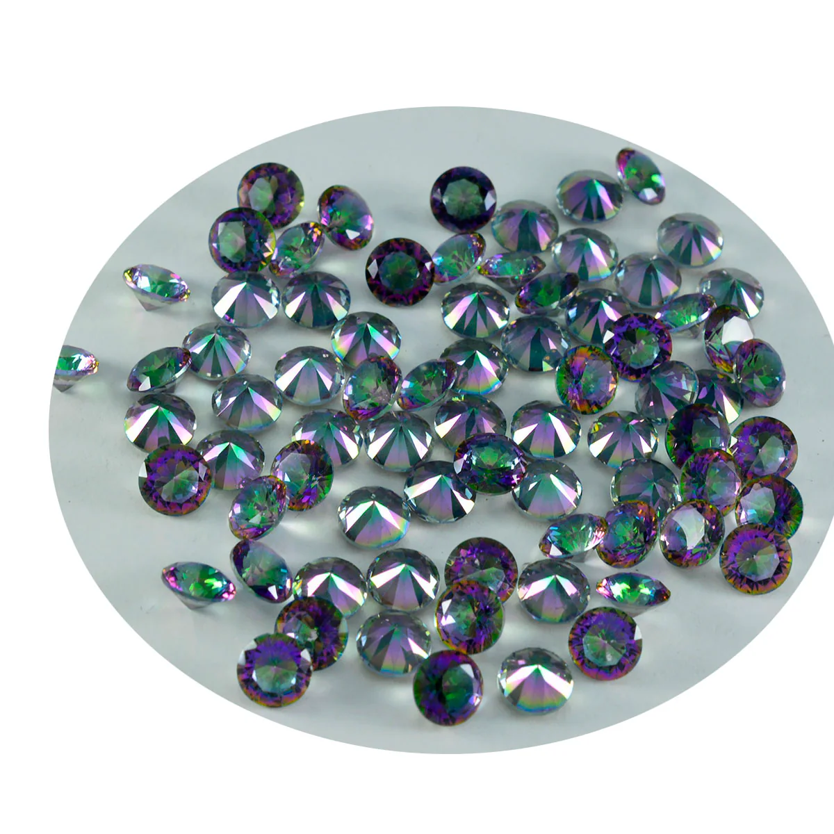 Mystic Quartz 1PC Small 7x7 MM Round Faceted Multicolor Splendid Semi Precious Gems - Image 4