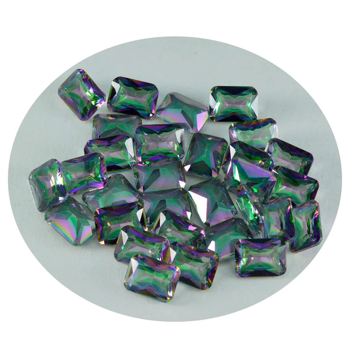 Mystic Quartz 1PC Small 7x9 MM Emerald Faceted Multicolor Shine Semi Precious Loose Gems - Image 2