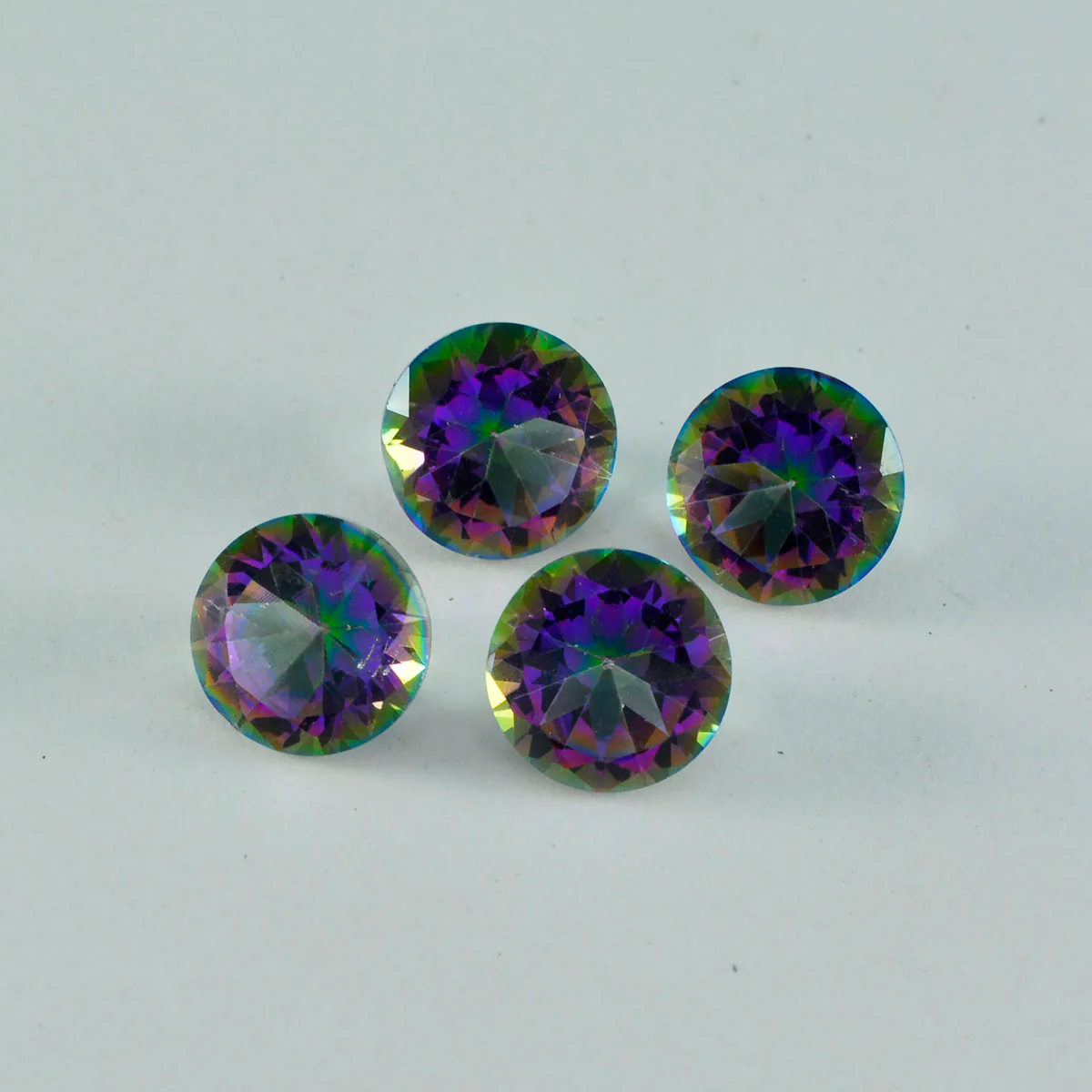 Mystic Quartz 1PC Small 8x8 MM Round Faceted Multicolor Luster Semi Precious Loose Gems - Image 2
